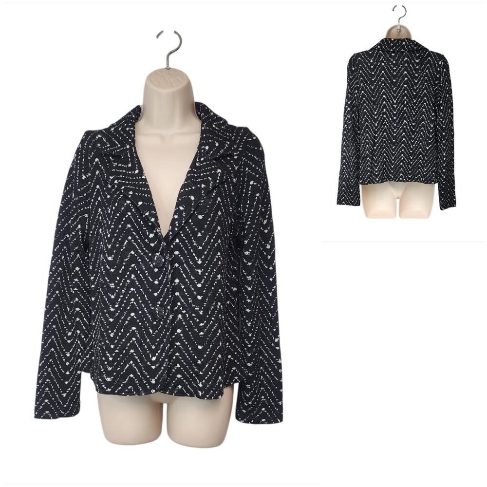 Worthington Single Herringbone Black/White Blazer Jacket Size Large